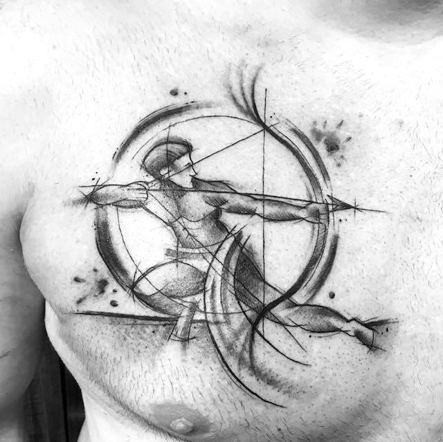 sagittarius chest tattoo