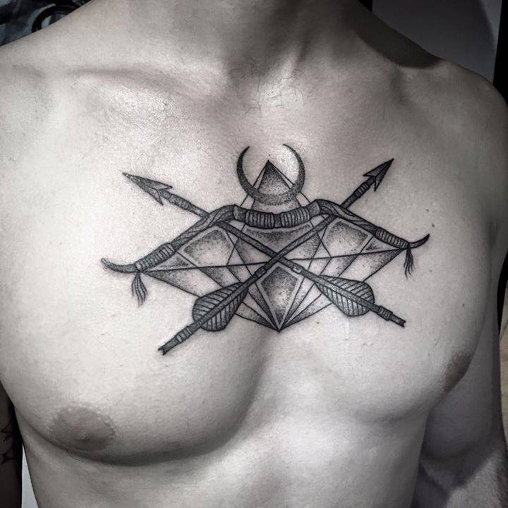 sagittarius chest tattoo