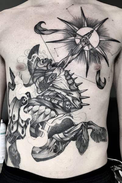 sagittarius chest tattoo