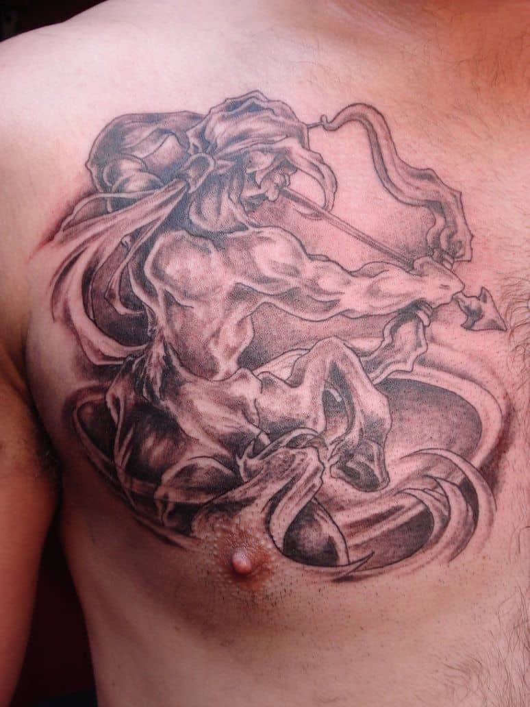 sagittarius chest tattoo