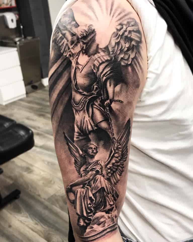 Accept miracle and discover religious tattoos with St Michael forearm  tattoos