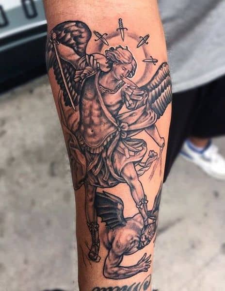 saint michael tattoo on arm