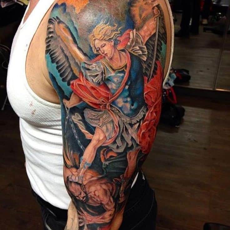 saint michael tattoo on arm