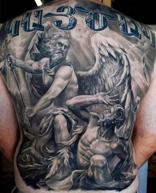 saint michael back tattoo