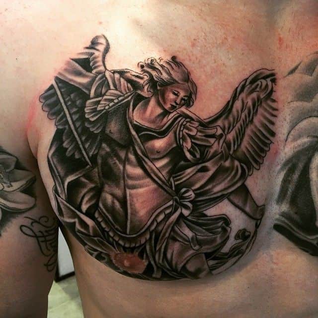 saint michael tattoo on chest