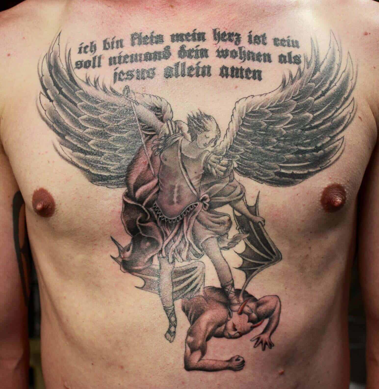 saint michael chest tattoo