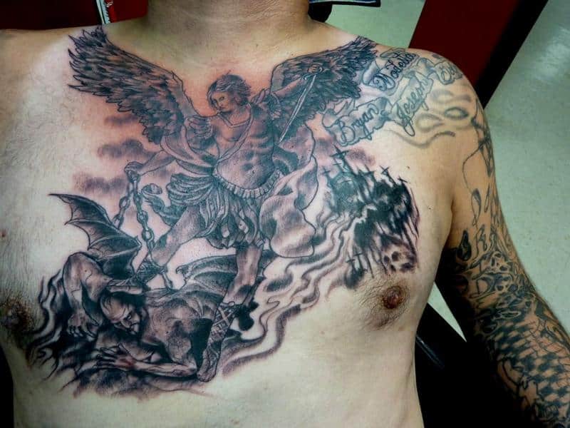 saint michael chest tattoo