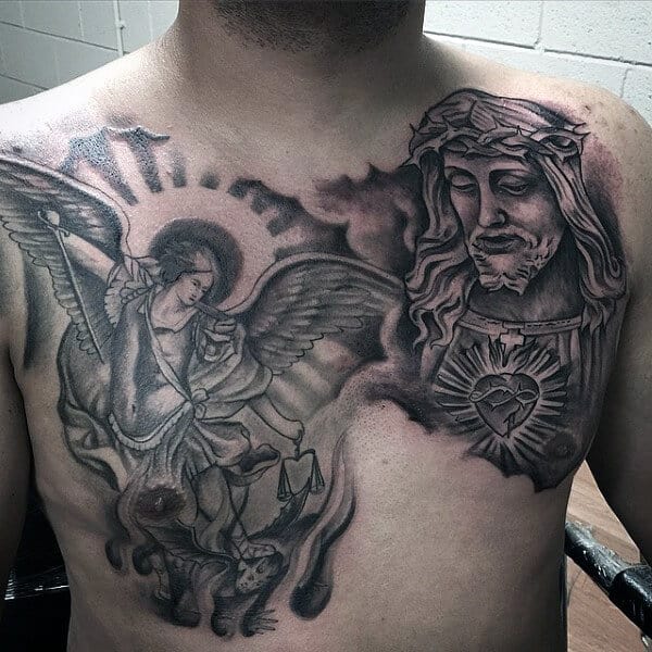 saint michael tattoo on chest