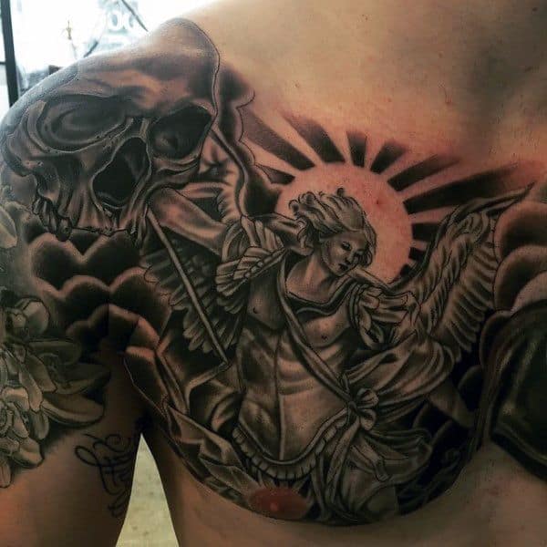 saint michael chest tattoo