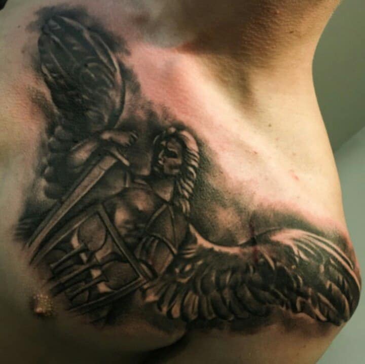 saint michael tattoo on chest