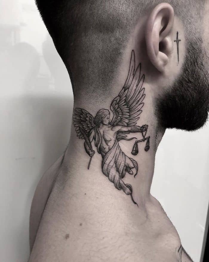 saint michael tattoo on neck