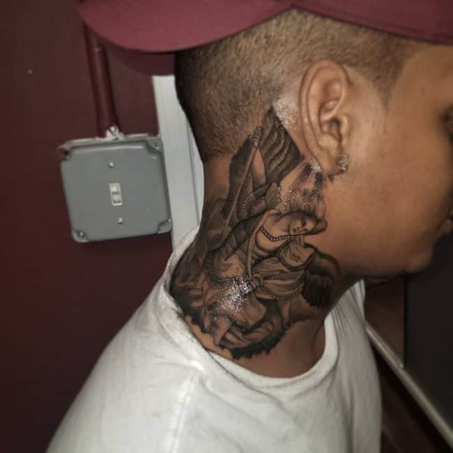 saint michael neck tattoo