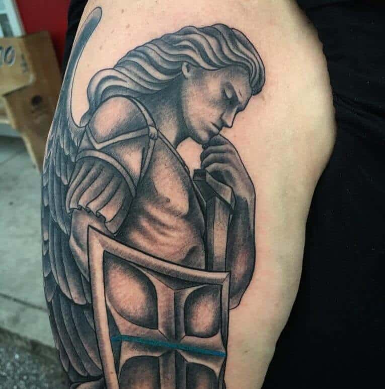 saint michael shield tattoo