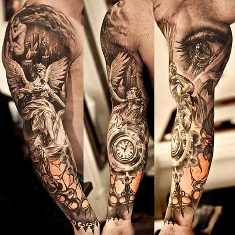 saint michael sleeve tattoo