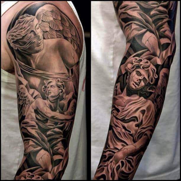 saint michael sleeve tattoo