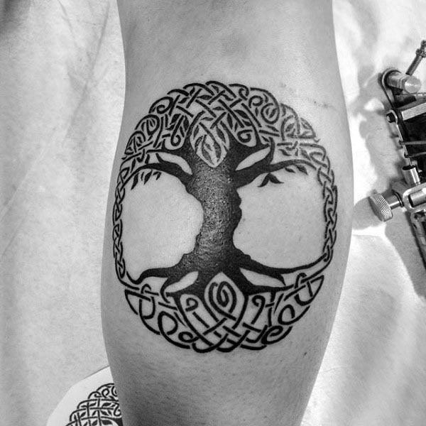 tree of life celtic tattoo on leg