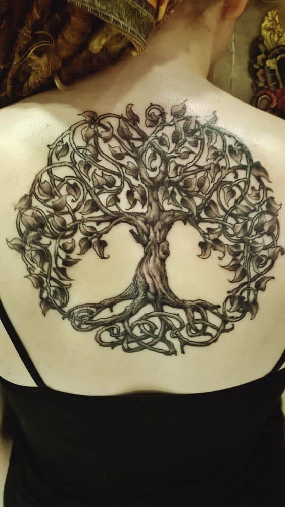 tree of life celtic tattoo on back