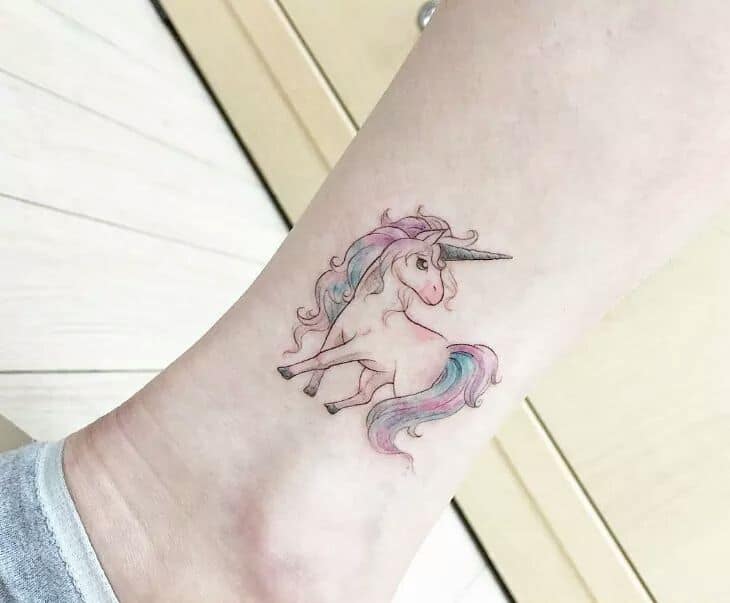 unicorn ankle tattoo