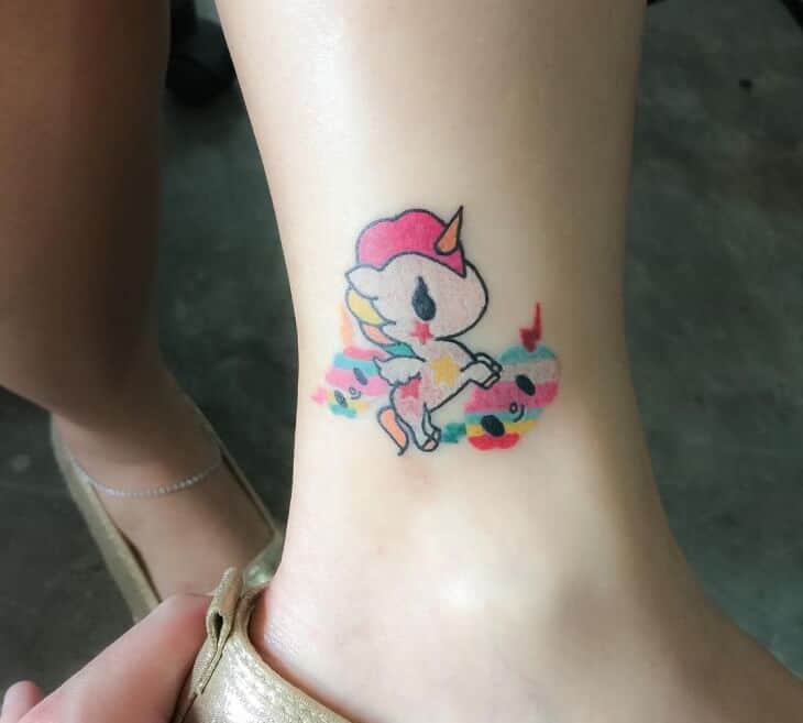 unicorn ankle tattoo