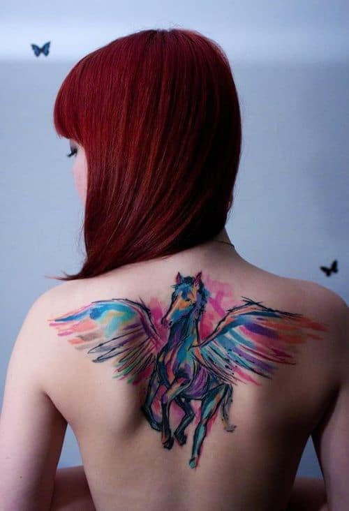 unicorn back tattoo