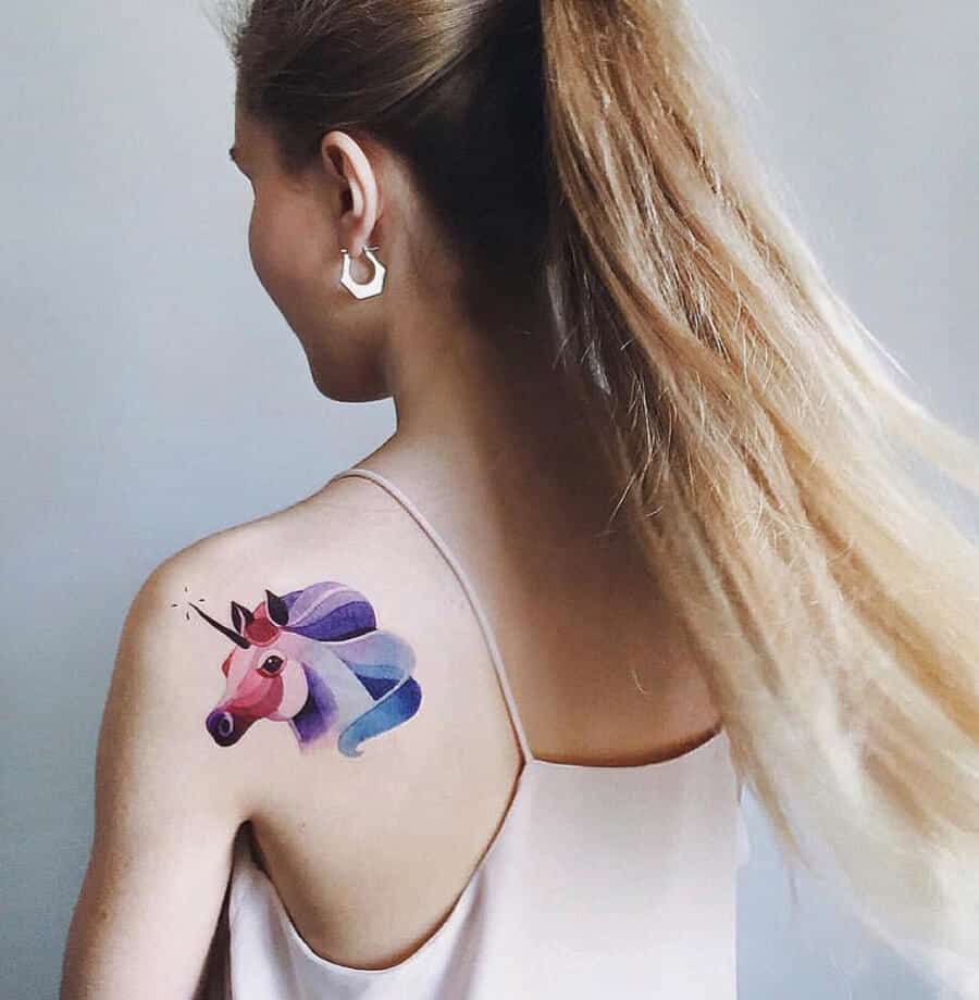 unicorn shoulder tattoo