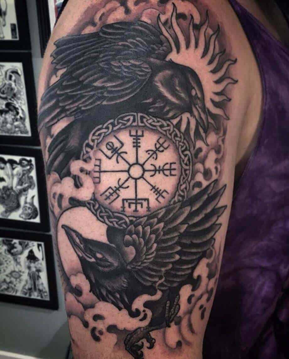 viking compass tattoo on arm
