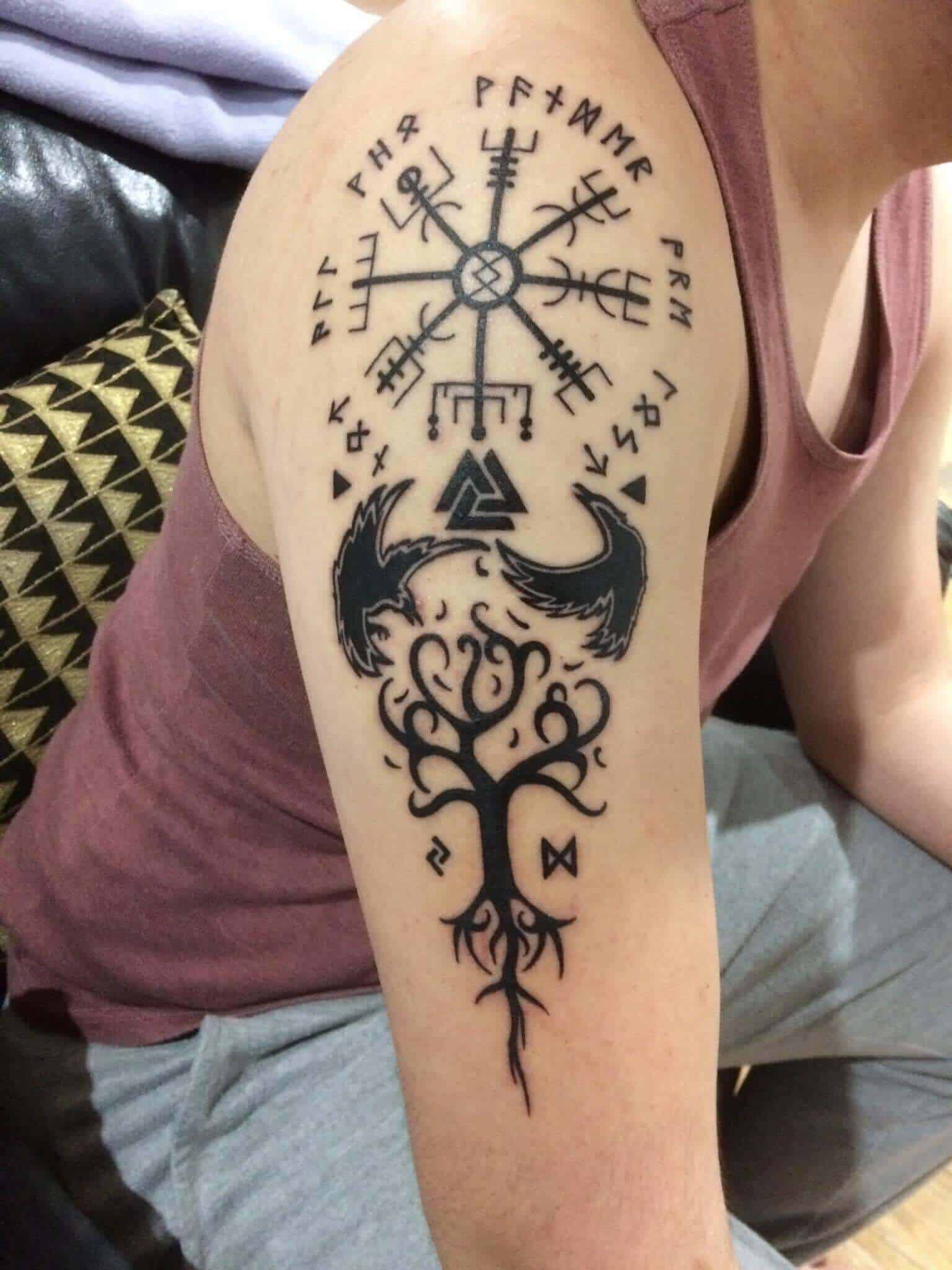 viking compass tattoo on arm