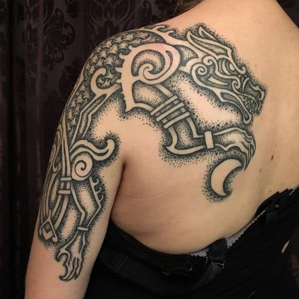 viking dragon arm tattoo