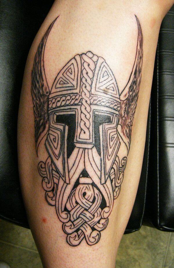 viking helmet tattoo