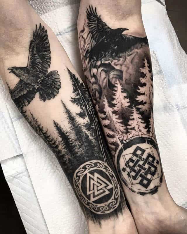 viking raven tattoo