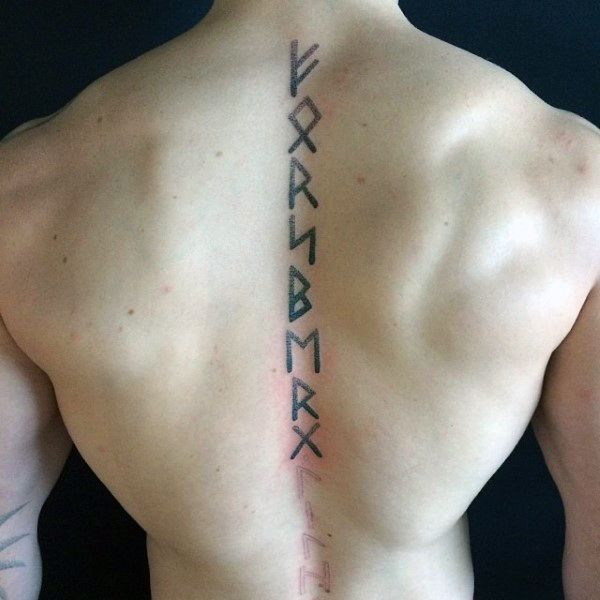 viking runes back tattoo