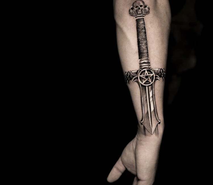 viking sword arm tattoo