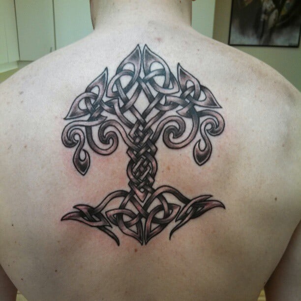 viking tree of life tattoo on back