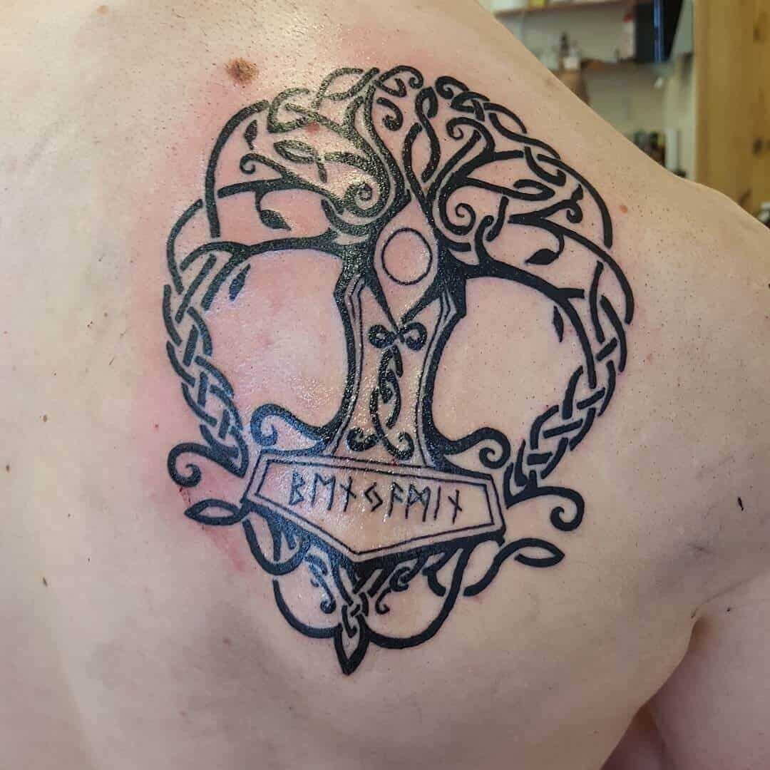 viking tree of life back tattoo