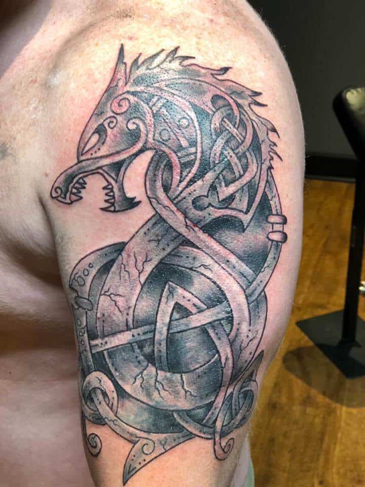 viking wolf arm tattoo