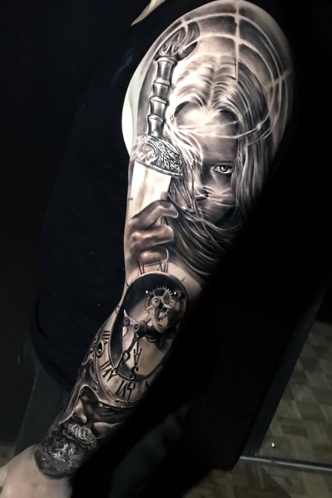 viking woman tattoo on arm