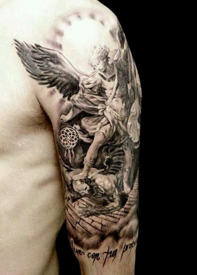 warrior saint michael tattoo on arm