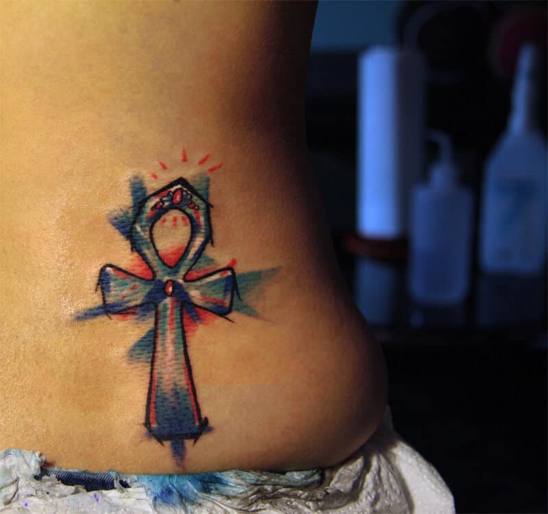 watercolor ankh tattoo