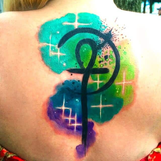 watercolor ankh tattoo