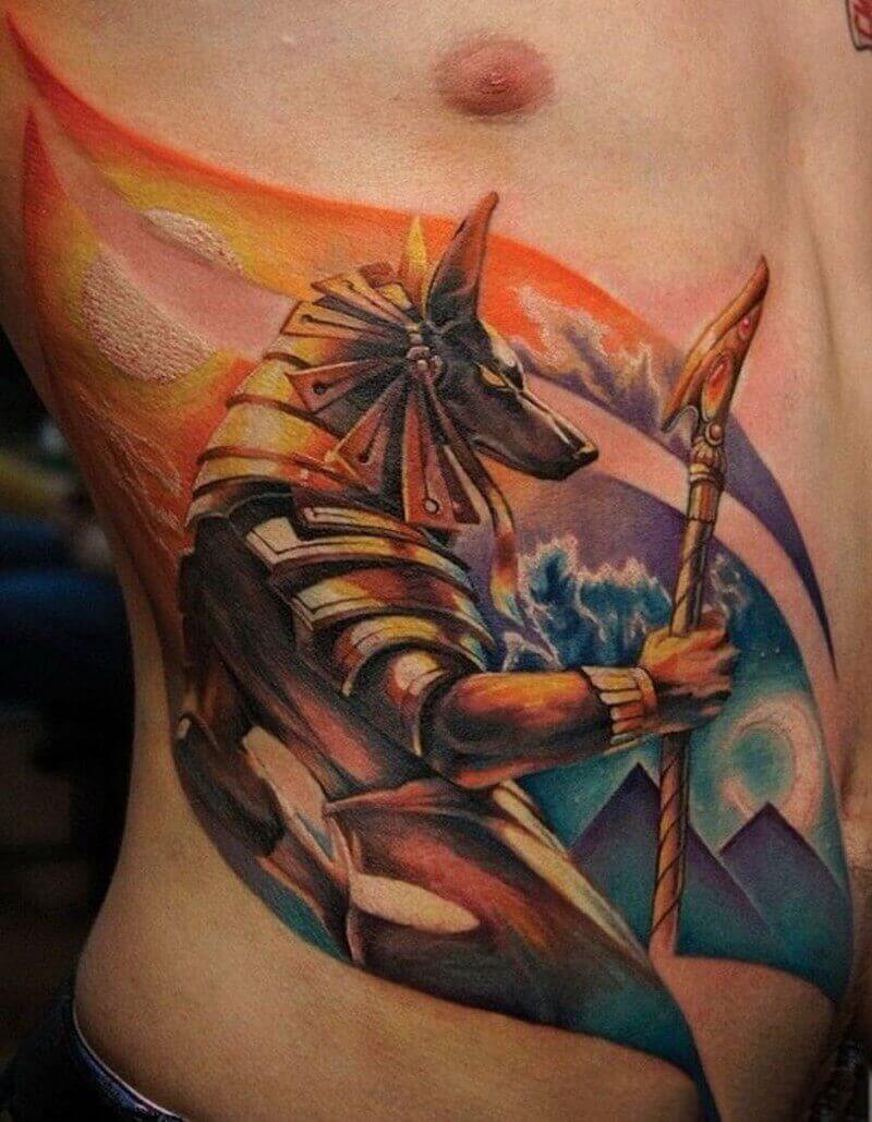 watercolor anubis tattoo