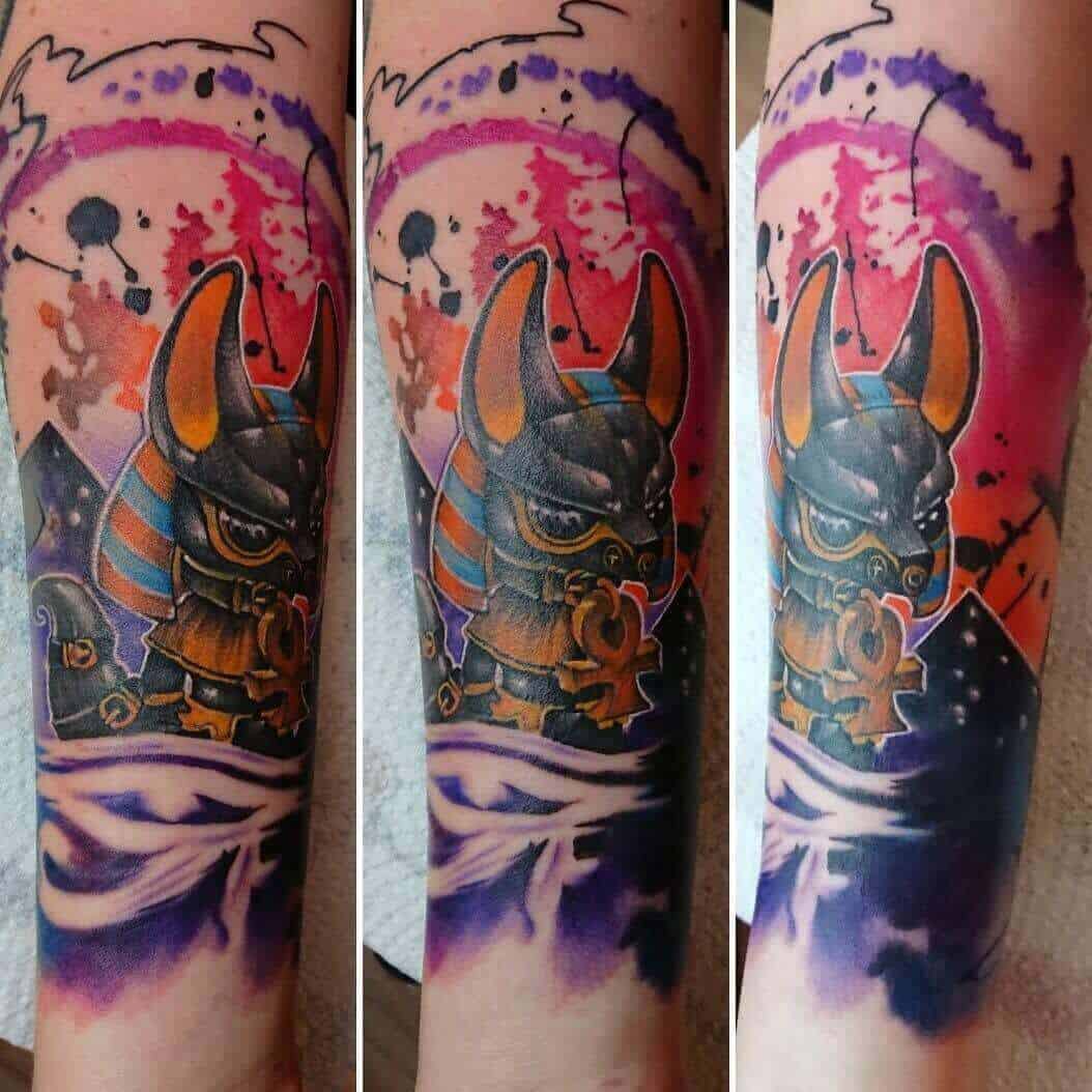 watercolor anubis tattoo