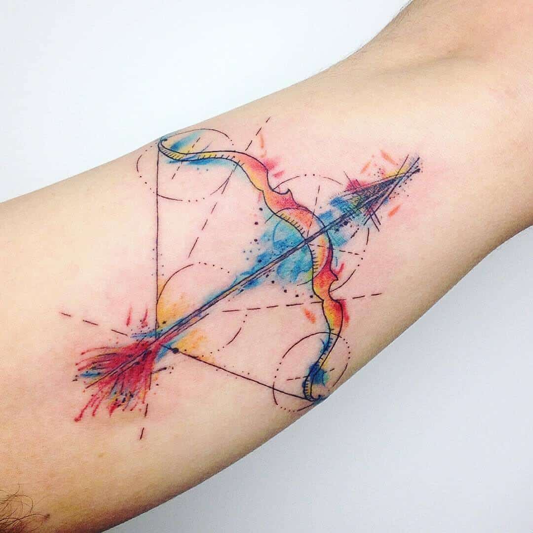 watercolor sagittarius tattoo on arm