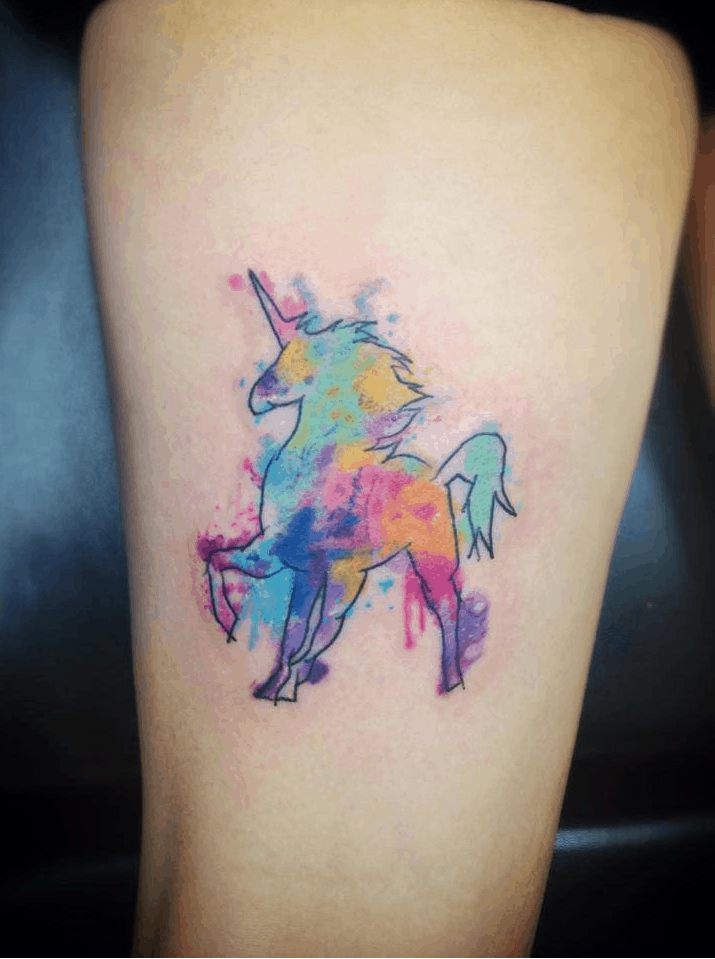 watercolor unicorn tattoo