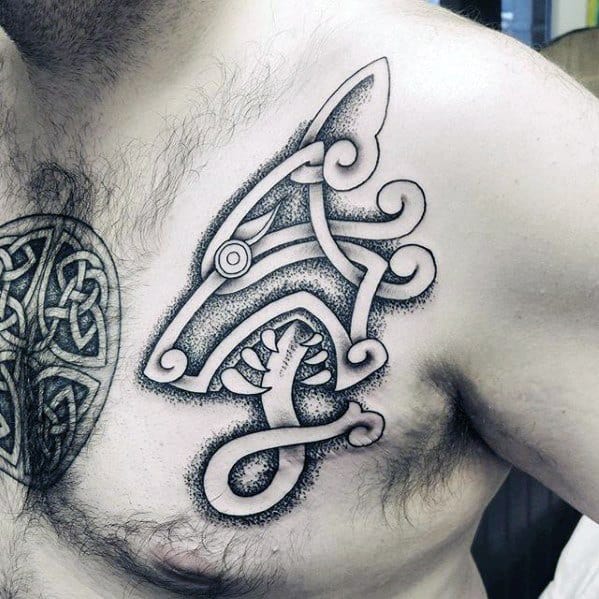 wolf celtic tattoo on chest