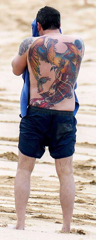 Ben affleck Phoenix tattoo on back