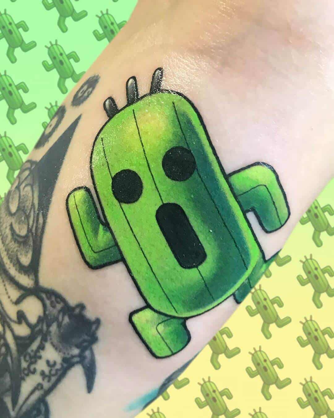 cactuar tattoo on wrist