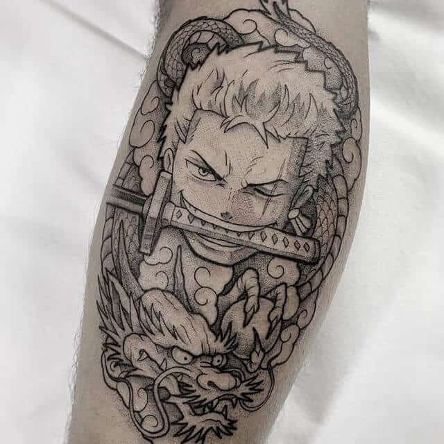 dotwork zoro tattoo