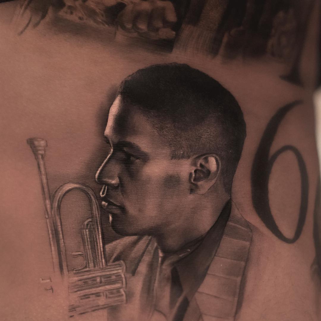 drake denzel washington portrait tattoo