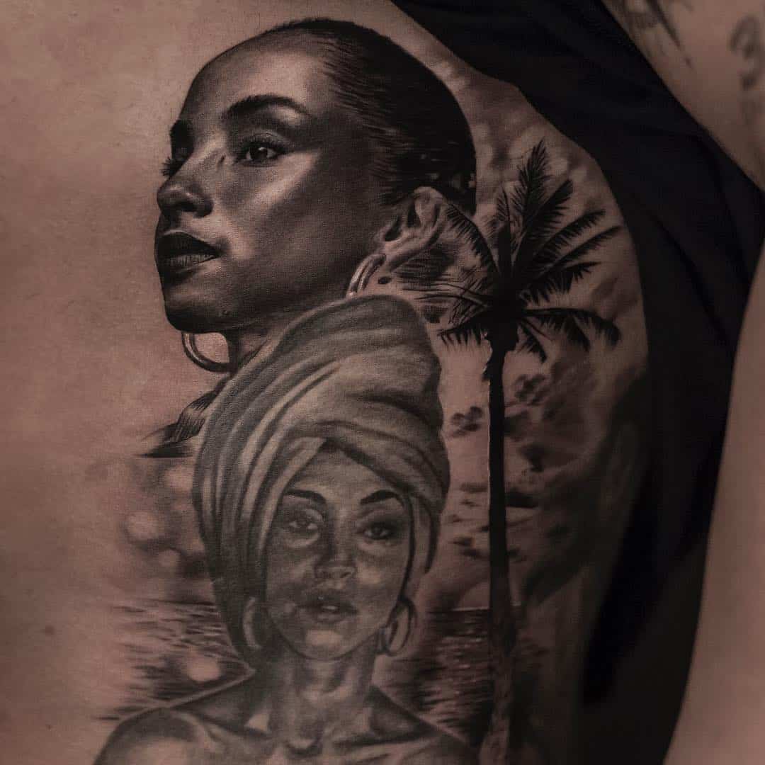 drake sade adu portrait tattoo