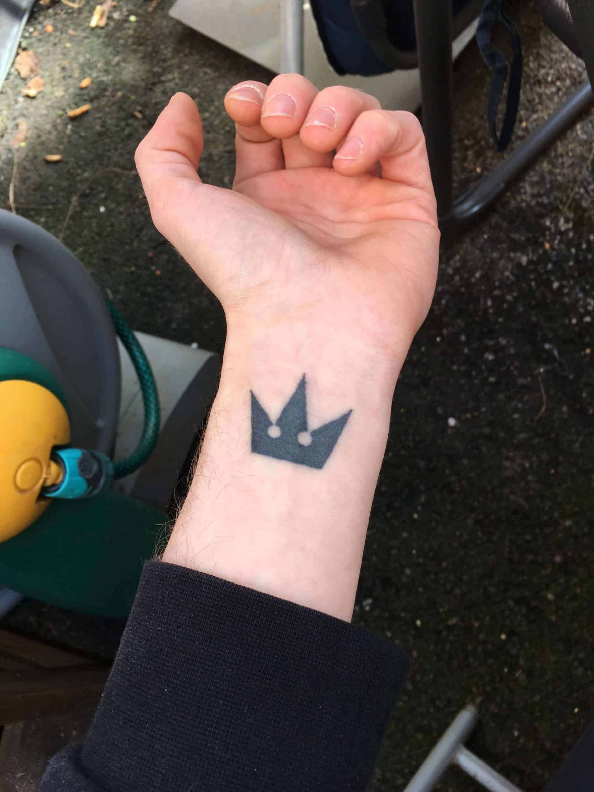 kingdom hearts crown tattoo on wrist